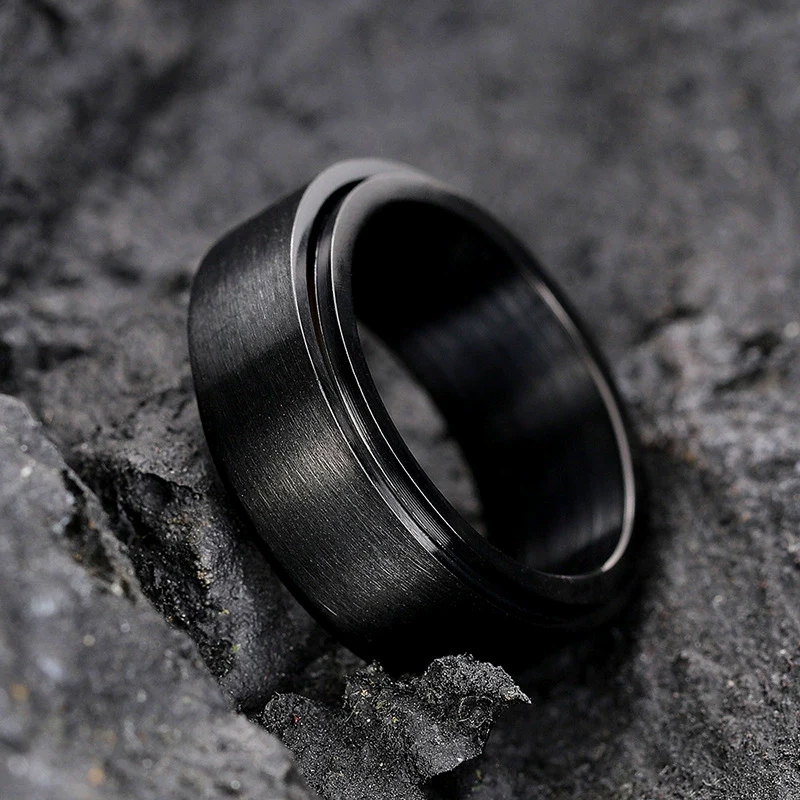 Wholesale Rotatable Unisex Ring Stainless Steel Geometric Style Electroplated Jewelry - Image 2