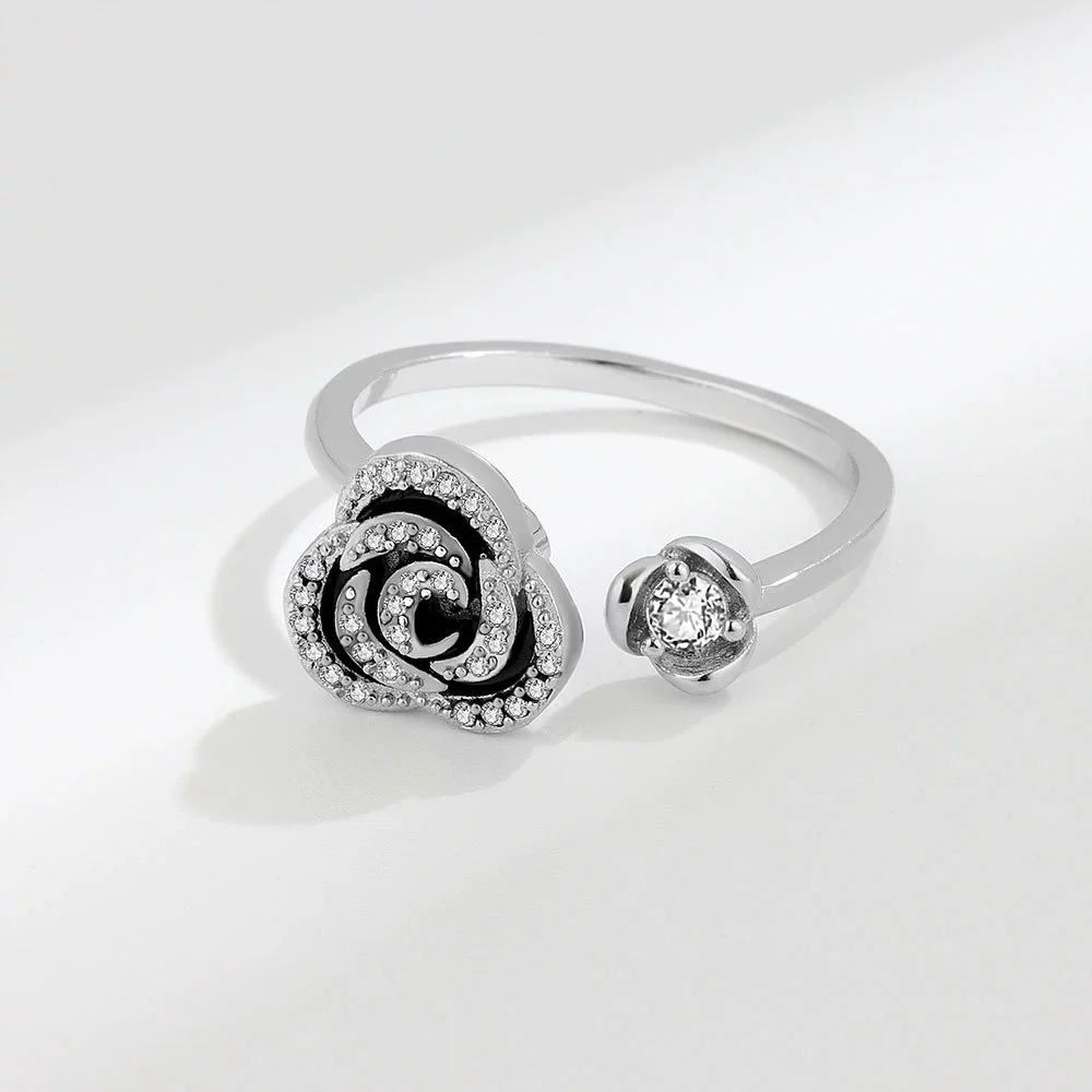 Wholesale Rotating Open Ring For Women Copper Electroplating Rose Flower Design - Image 3