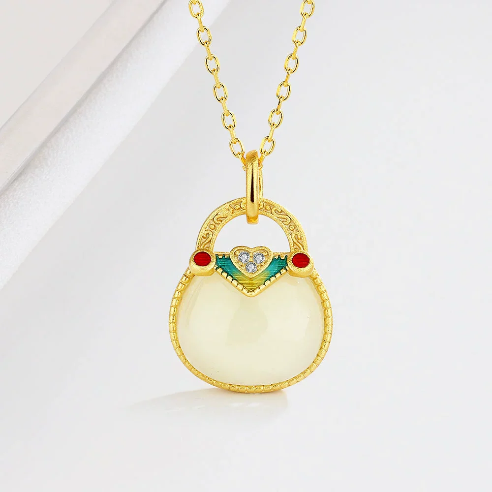 Wholesale S925 Silver Fourleaf Clover Chalcedony Pendant Necklace For Women With Geometric Design And Electroplating Treatment