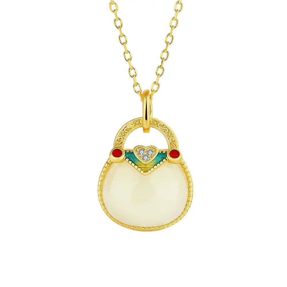 Wholesale S925 Silver Fourleaf Clover Chalcedony Pendant Necklace For Women With Geometric Design And Electroplating Treatment - Image 5