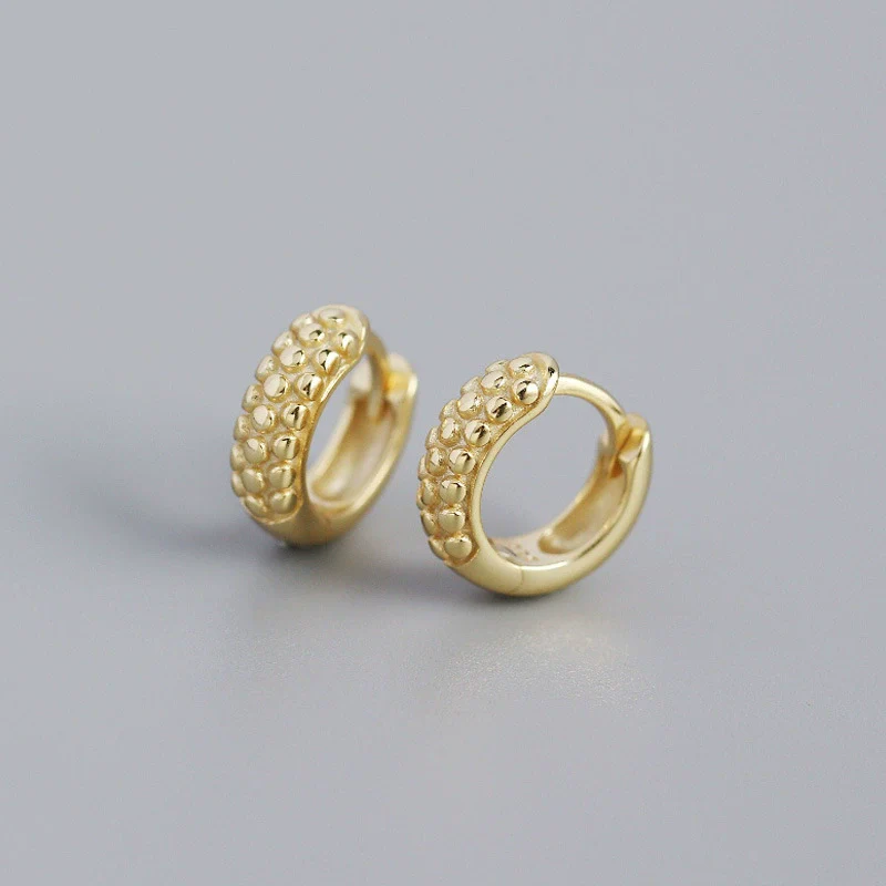 Wholesale S925 Silver Geometric Metal Wind Round Bead Ear Buckle Earrings For Women With Electroplating - Image 7