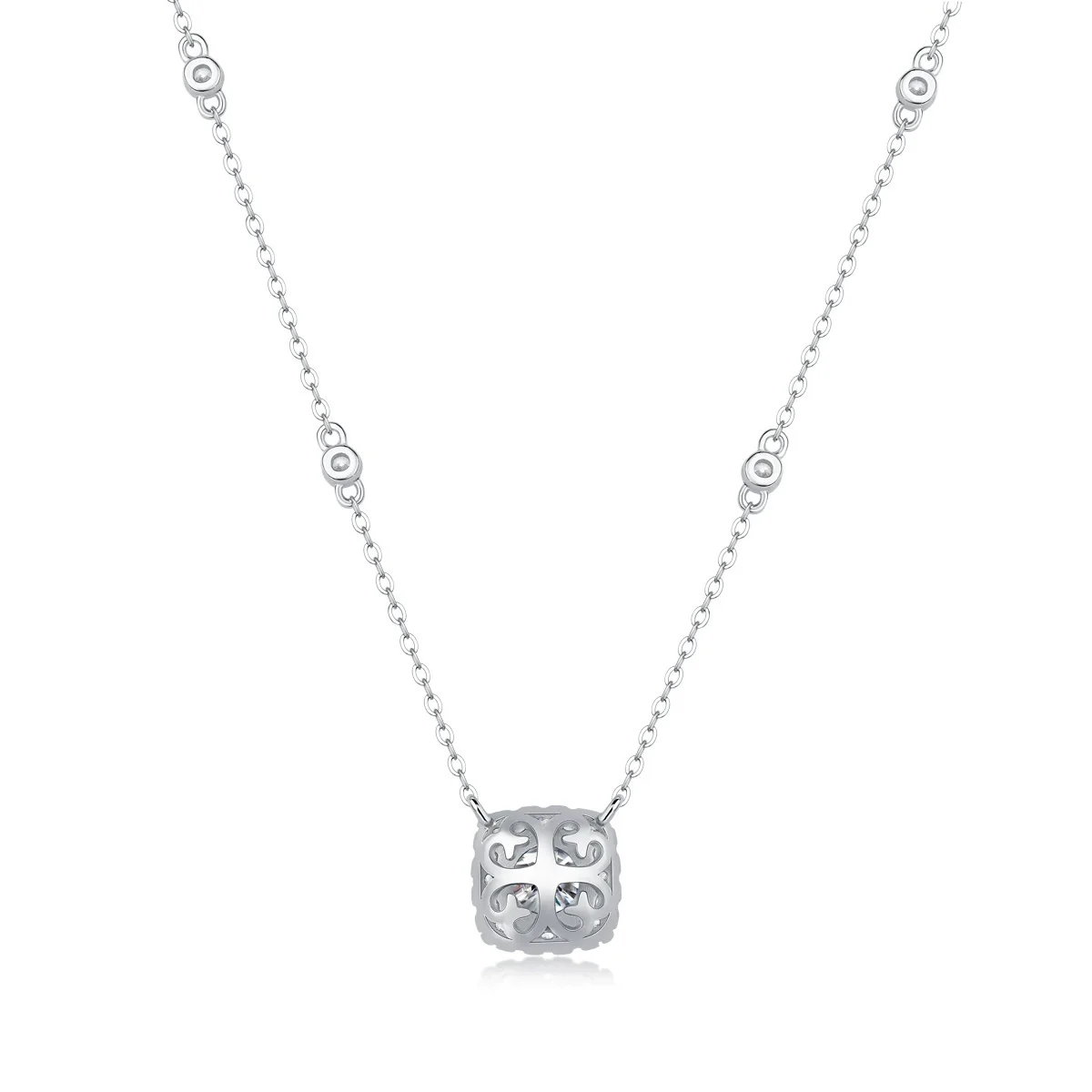 Wholesale S925 Silver Geometric Moissanite Inlay Dream Pendant Fashion Clavicle Necklace - Image 2