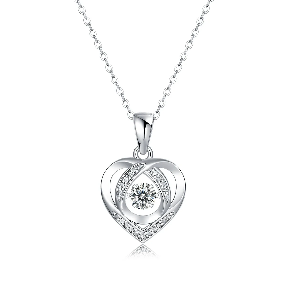 Wholesale S925 Silver Heart Shape Moissanite Pendant Necklace With Ball Chain And Electroplating - Image 3