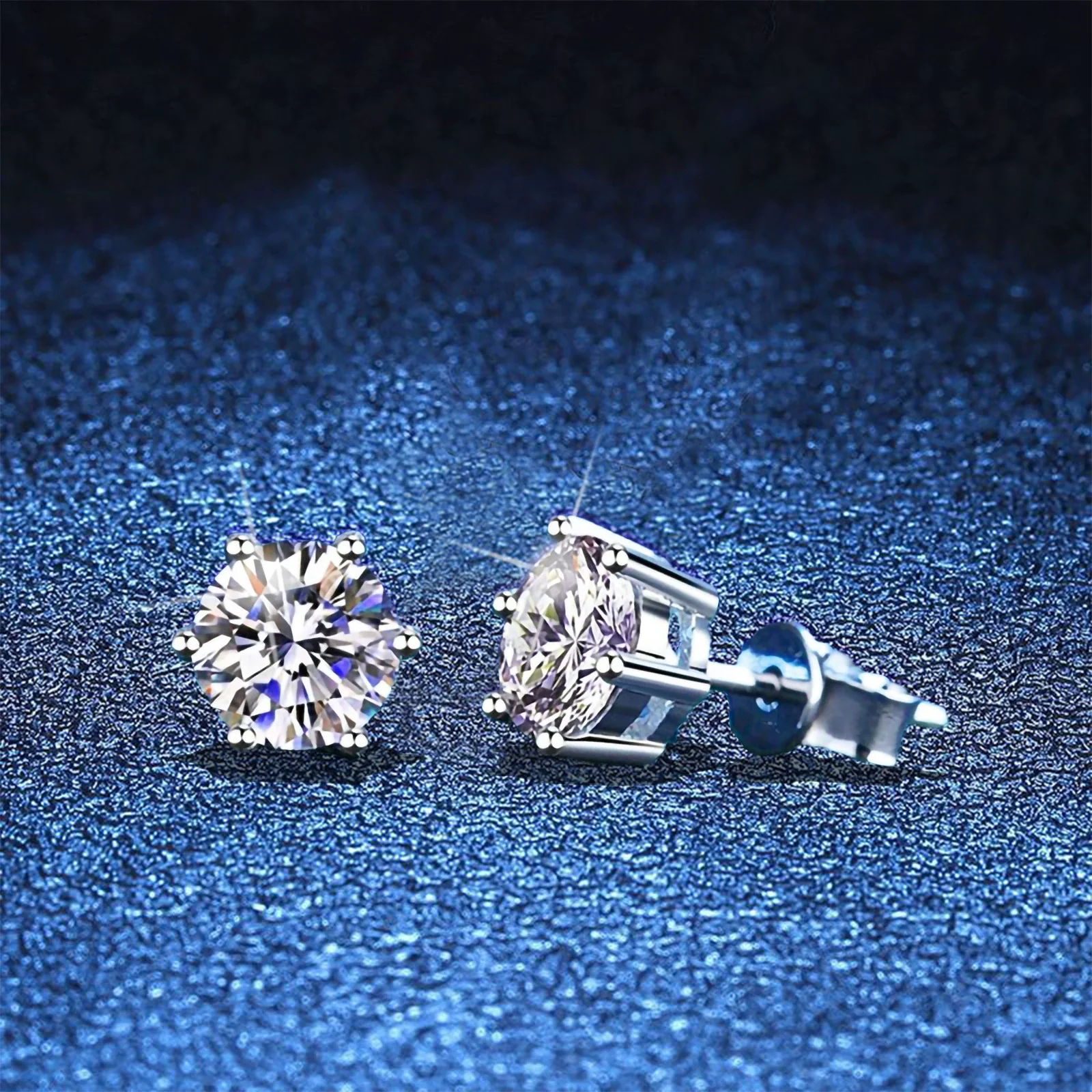 Wholesale S925 Silver Moissanite Ear Studs Classic Sixclaw Platinum Electroplated Geometric Natural Eight Stars And Eight Arrows Earrings Unisex