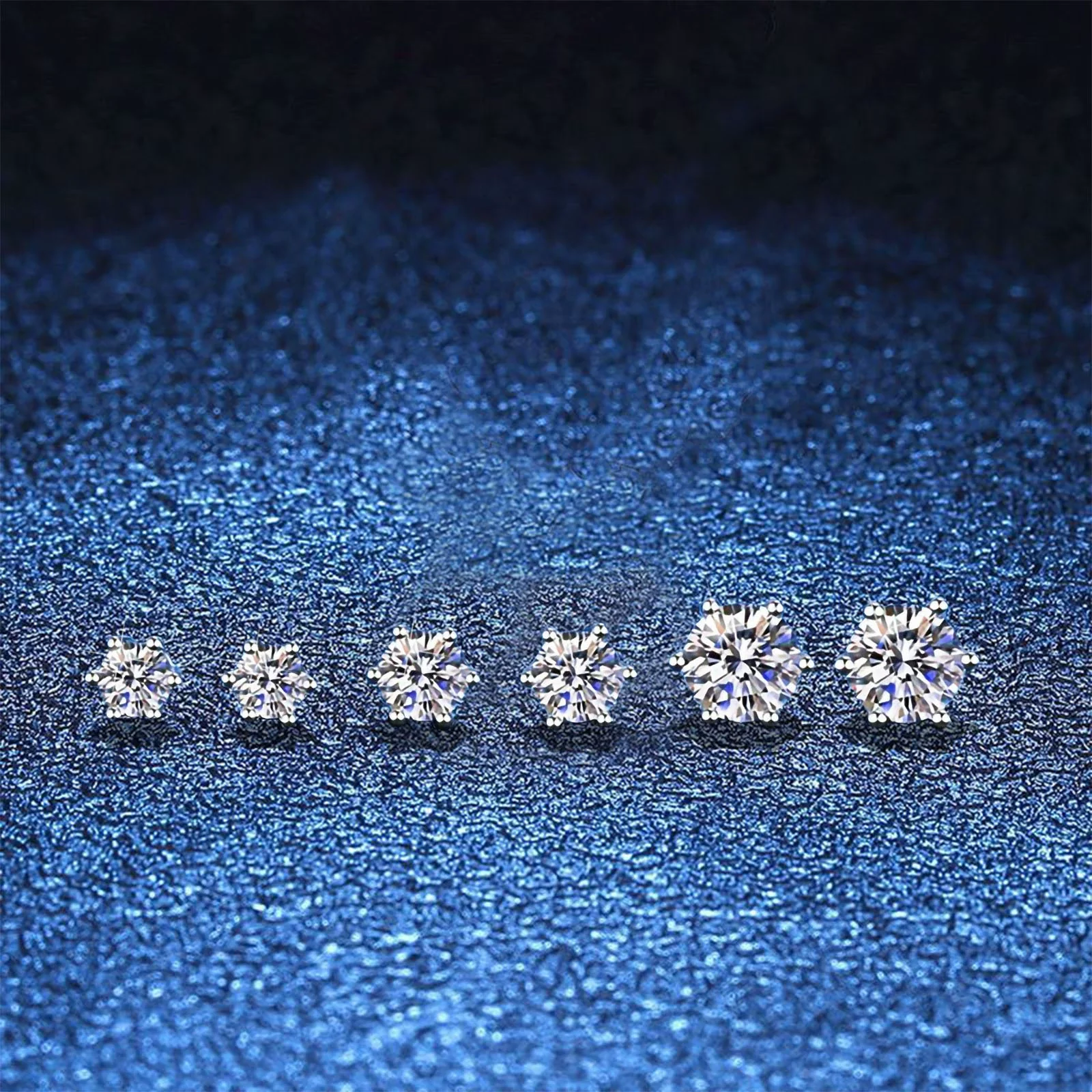 Wholesale S925 Silver Moissanite Ear Studs Classic Sixclaw Platinum Electroplated Geometric Natural Eight Stars And Eight Arrows Earrings Unisex - Image 3