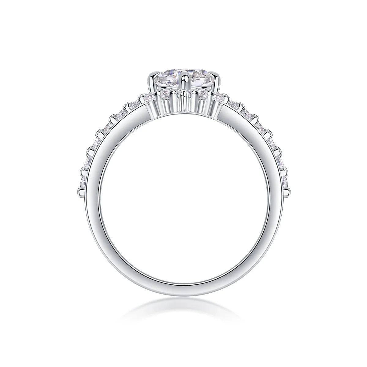 Wholesale S925 Silver Moissanite Inlaid Geometric Fashion Women's Ring - Image 3
