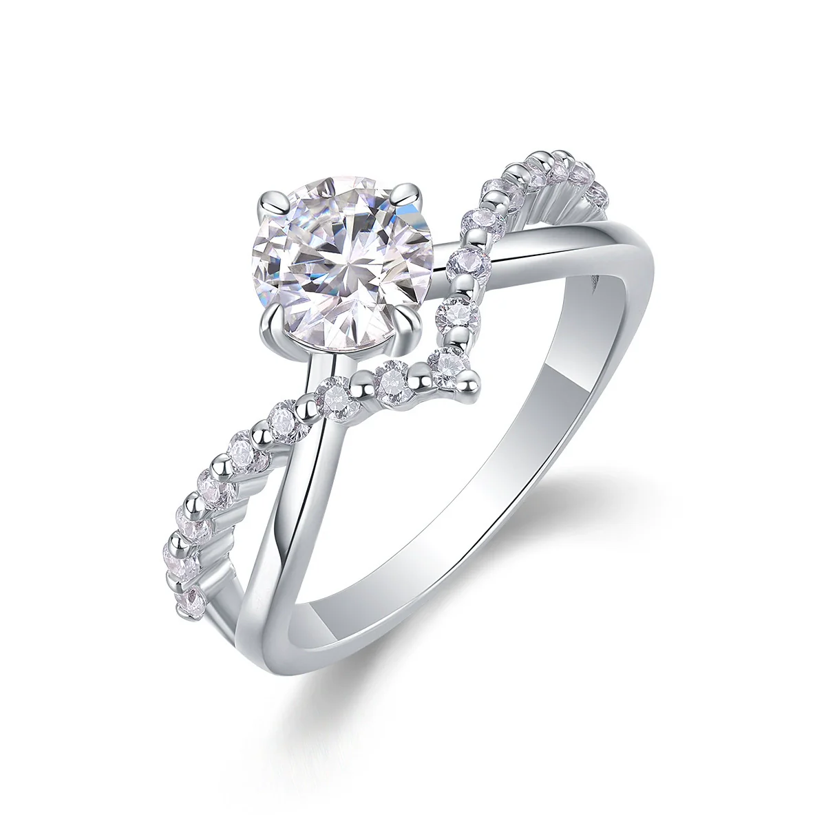 Wholesale S925 Silver Moissanite Inlaid Geometric Fashion Women's Ring - Image 4