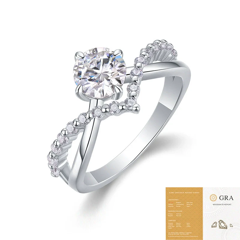 Wholesale S925 Silver Moissanite Inlaid Geometric Fashion Women's Ring - Image 5