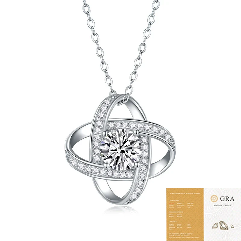 Wholesale S925 Silver Necklace With Geometric Moissanite Pendant And Cross Chain Fashion Women's Accessories - Image 5