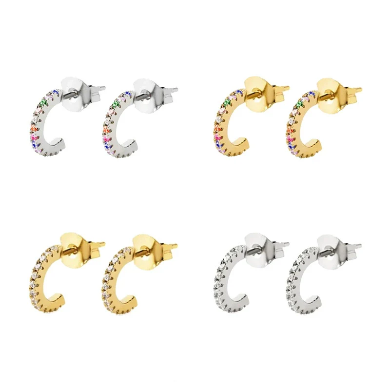 Wholesale S925 Silver Needle And Copper Cshaped And Ushaped Geometric Electroplated Earrings For Women