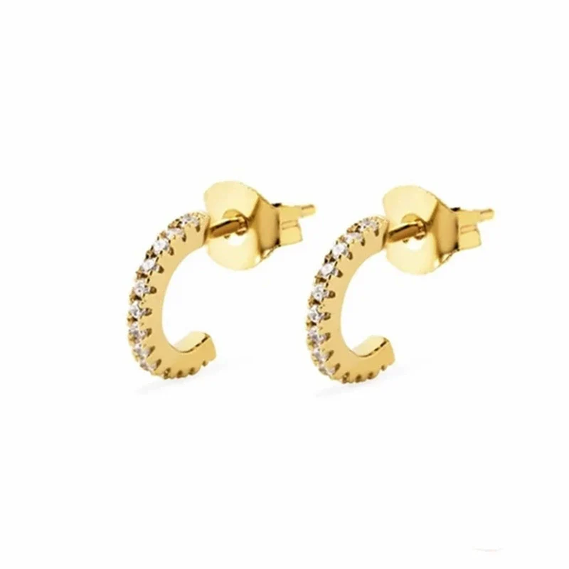 Wholesale S925 Silver Needle And Copper Cshaped And Ushaped Geometric Electroplated Earrings For Women - Image 5