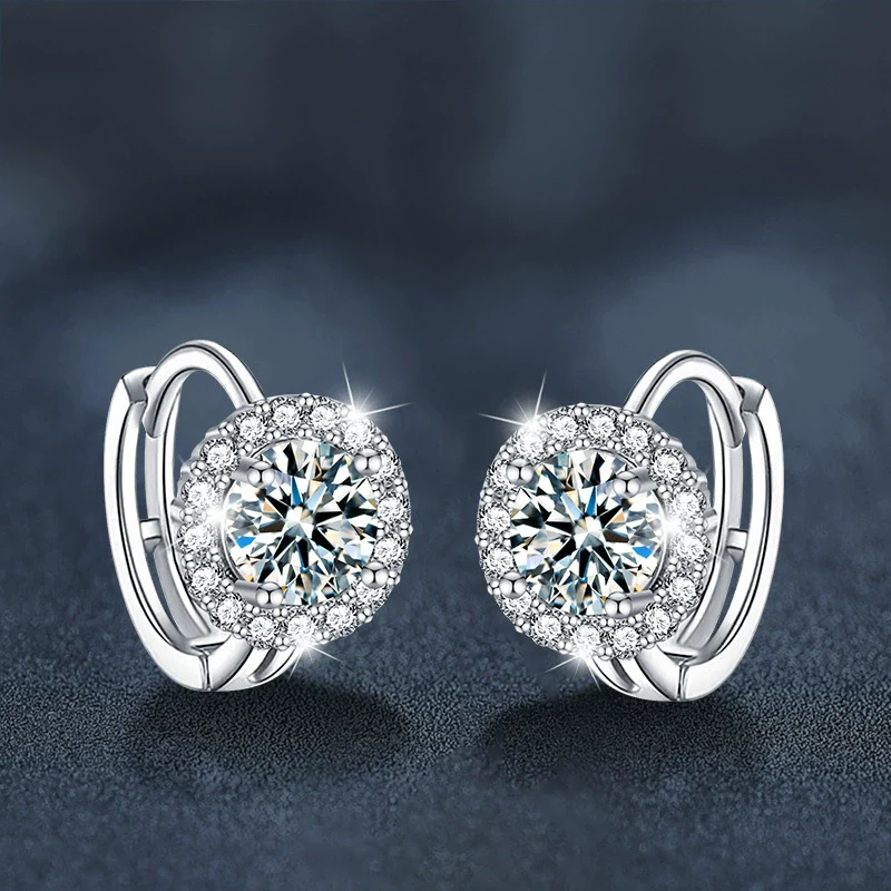 Wholesale S925 Silver Women's Moissanite Sunflower Highend Fashion Earrings