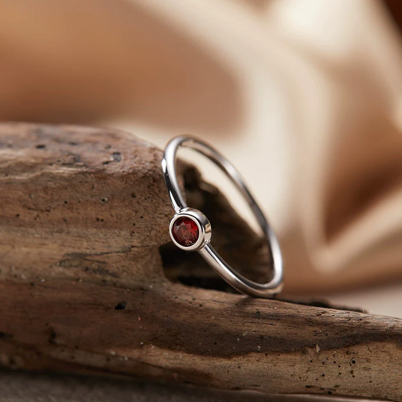 Wholesale S925 Sterling Silver Crystal Geometric December Birthday Stone Ring Set With Gems For Women - Image 6