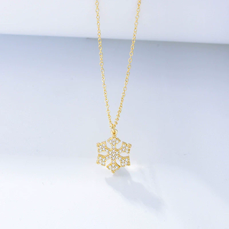 Wholesale S925 Sterling Silver Diamond Inlaid Snowflake Cross Chain Necklace For Women