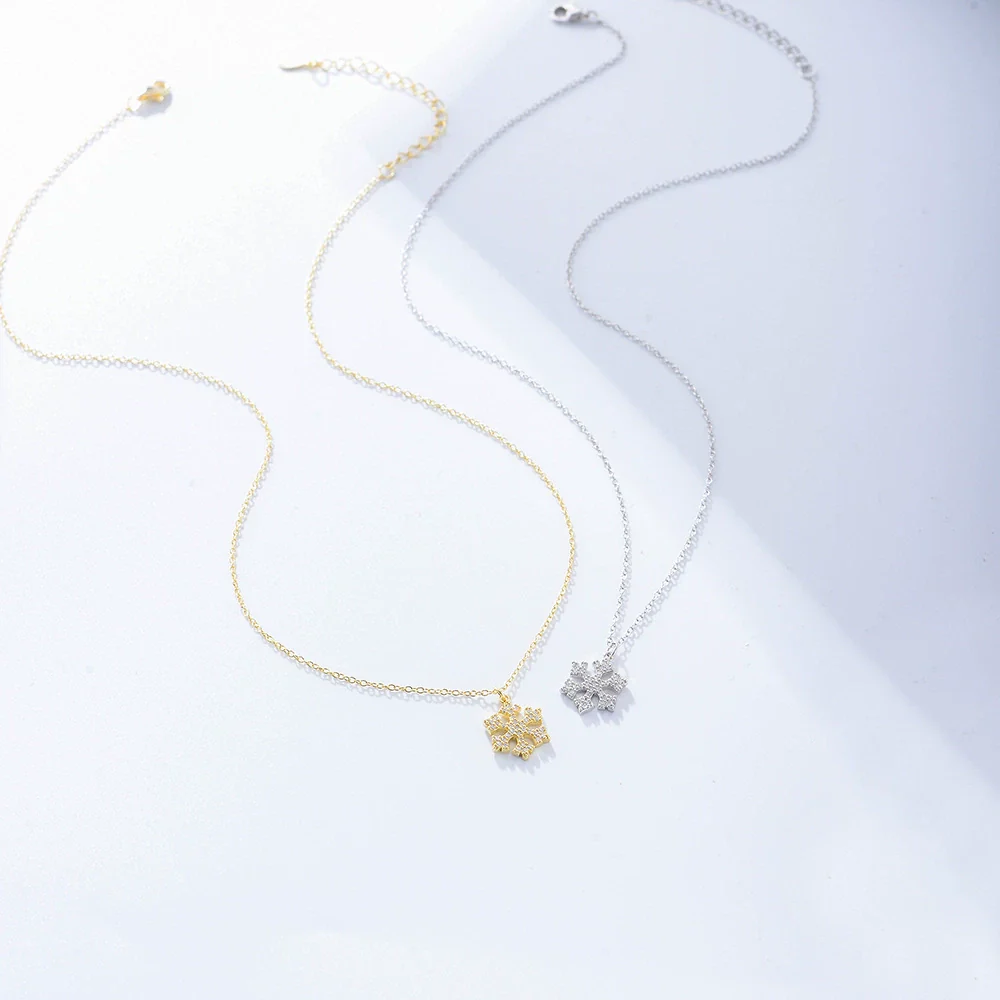 Wholesale S925 Sterling Silver Diamond Inlaid Snowflake Cross Chain Necklace For Women - Image 3