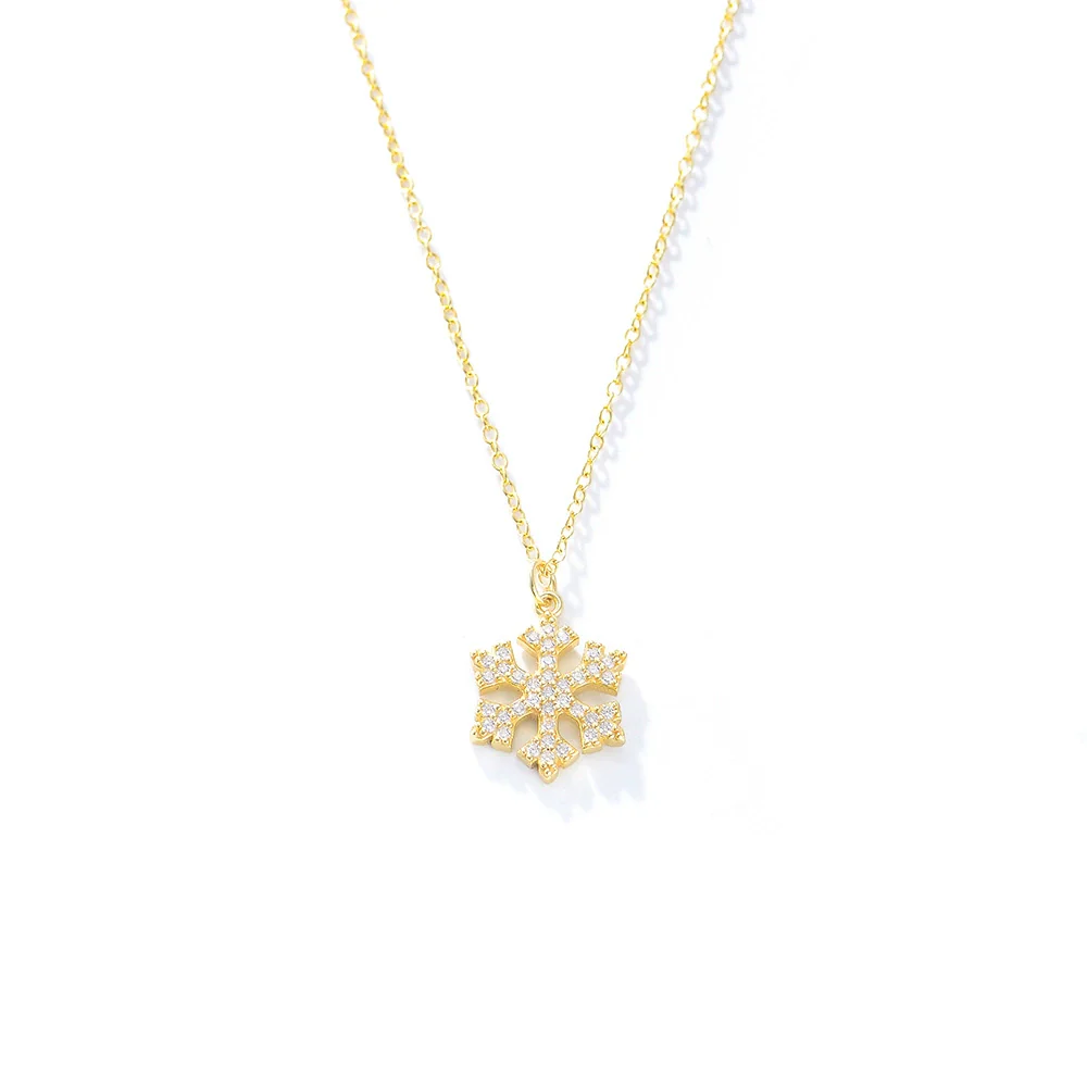 Wholesale S925 Sterling Silver Diamond Inlaid Snowflake Cross Chain Necklace For Women - Image 5