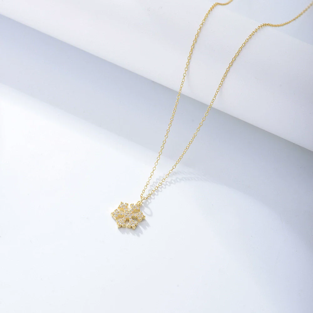 Wholesale S925 Sterling Silver Diamond Inlaid Snowflake Cross Chain Necklace For Women - Image 6