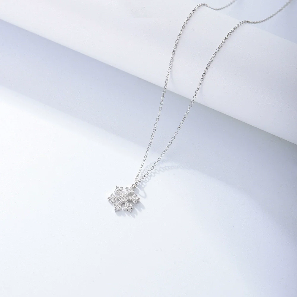 Wholesale S925 Sterling Silver Diamond Inlaid Snowflake Cross Chain Necklace For Women - Image 7