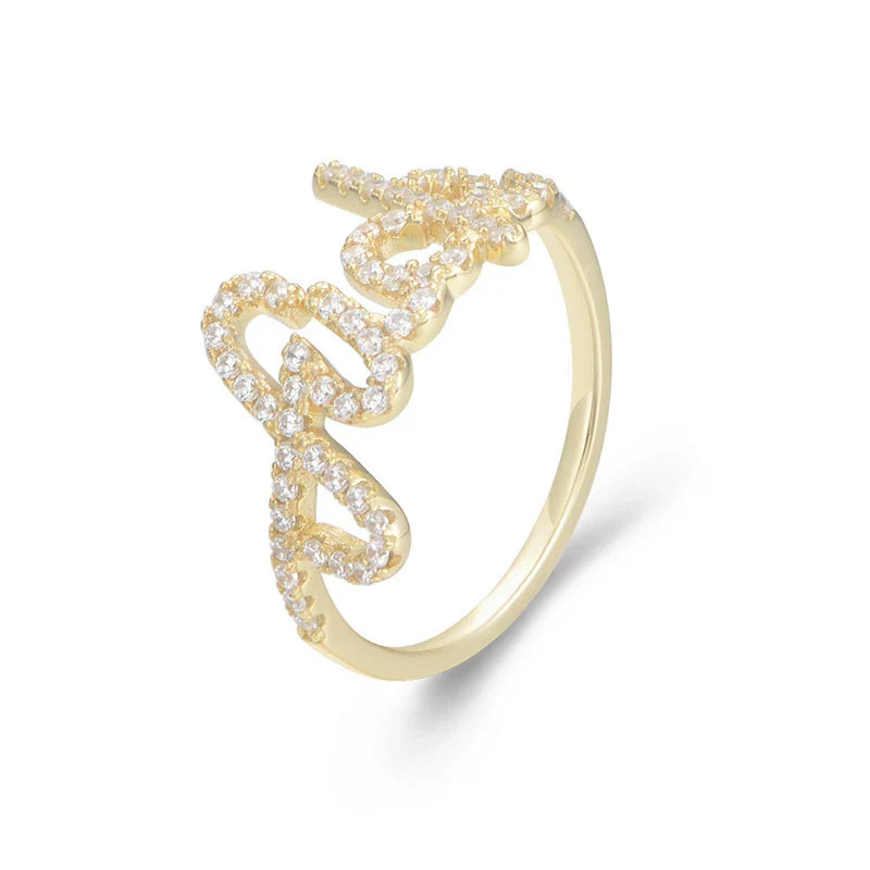 Wholesale S925 Sterling Silver English Letter Micropaved Zircon Ring For Women - Image 5