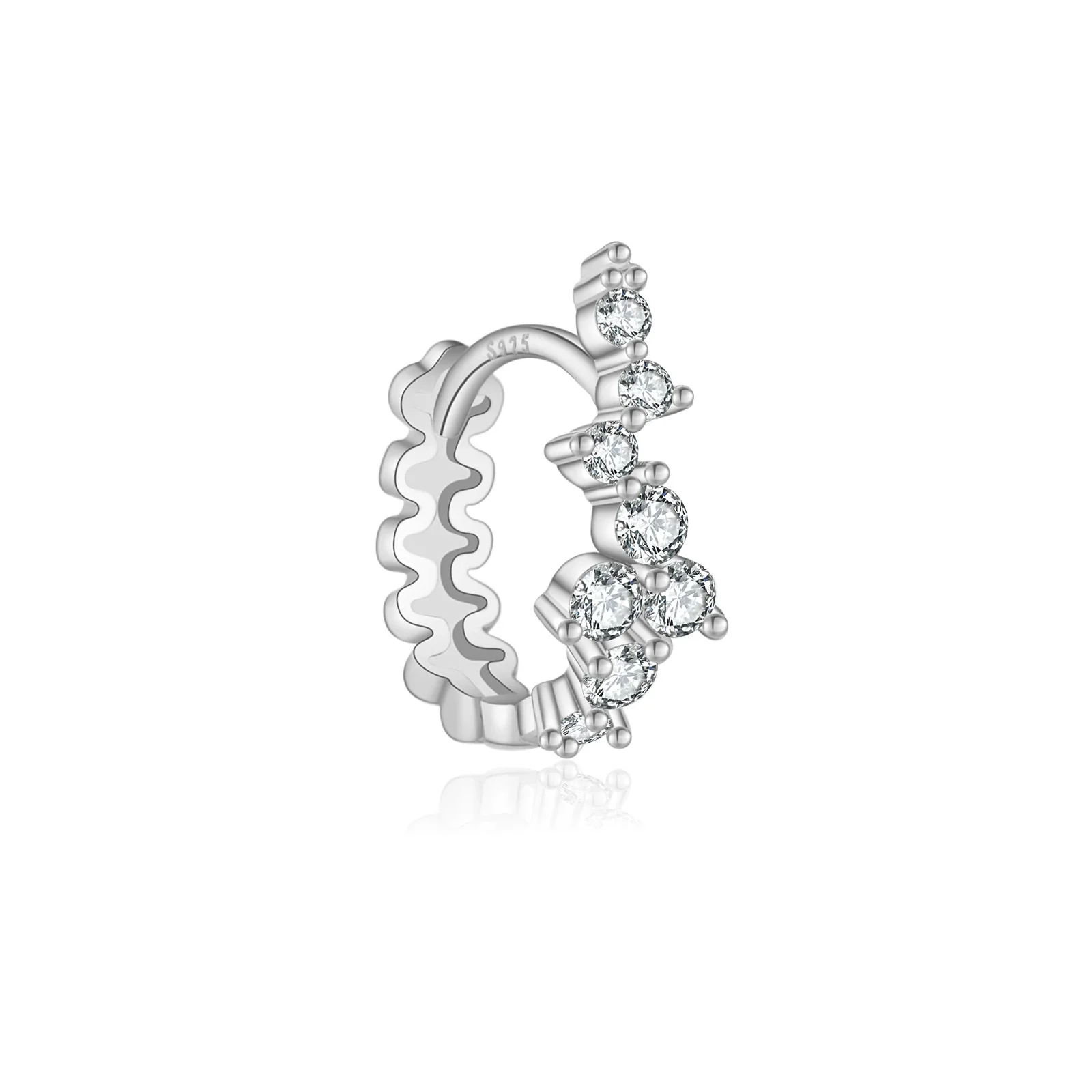 Wholesale S925 Sterling Silver Fivepointed Star Zircon Inlaid Electroplated Platinum And 18K Gold Fashion Earrings - Image 8