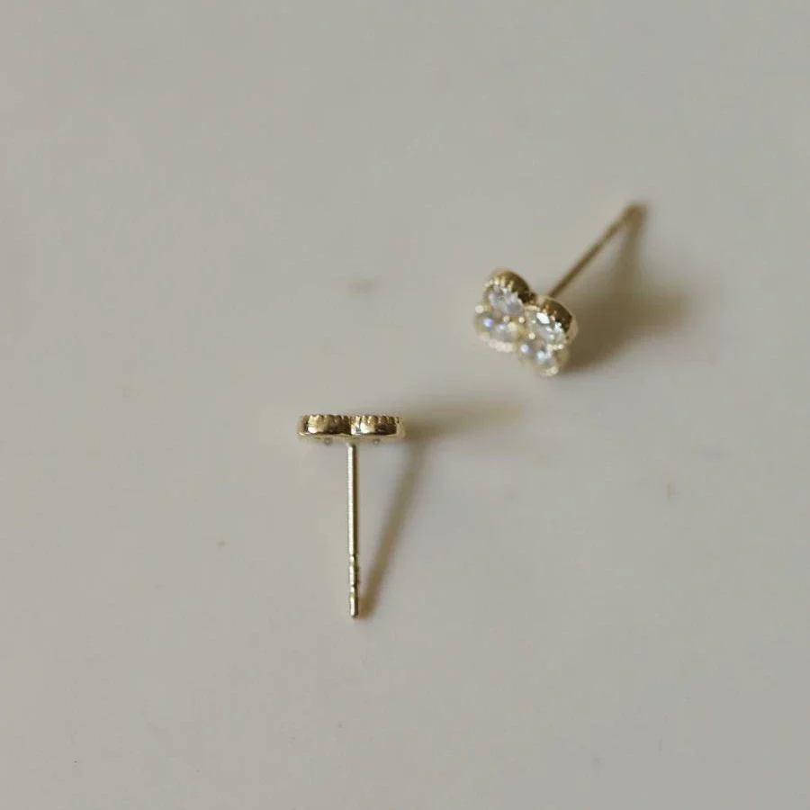 Wholesale S925 Sterling Silver Four Leaf Clover Light Luxury Style Earrings With Gold Plating And Diamond Decor - Image 3