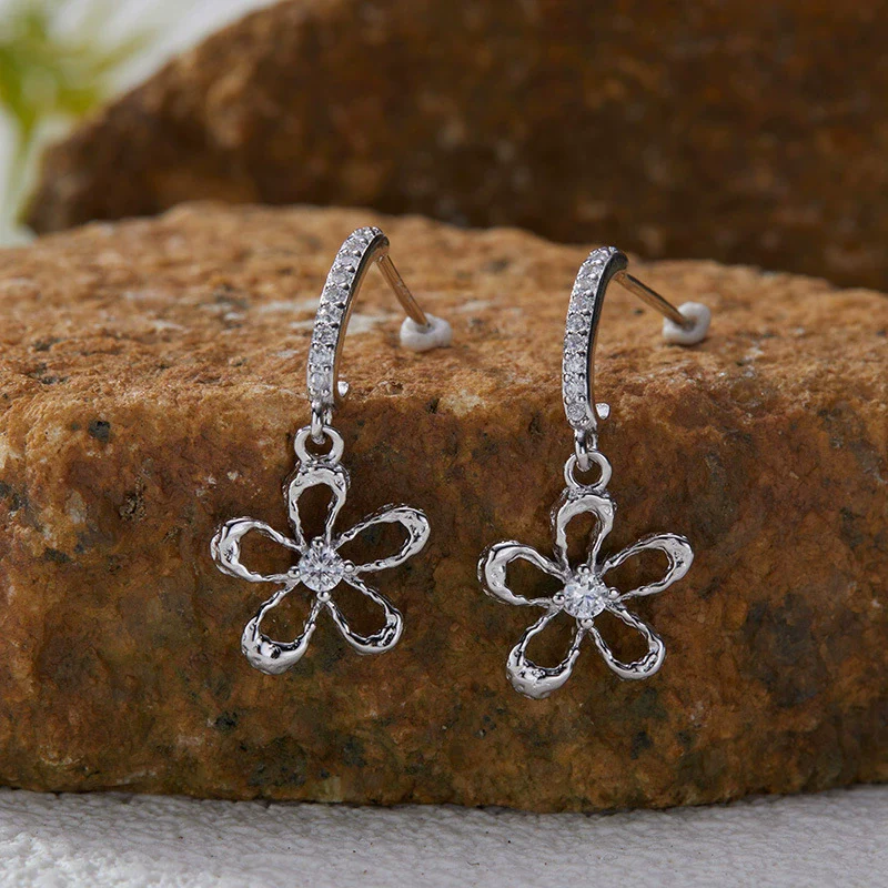 Wholesale S925 Sterling Silver Geometric And Flower Style Earrings For Women