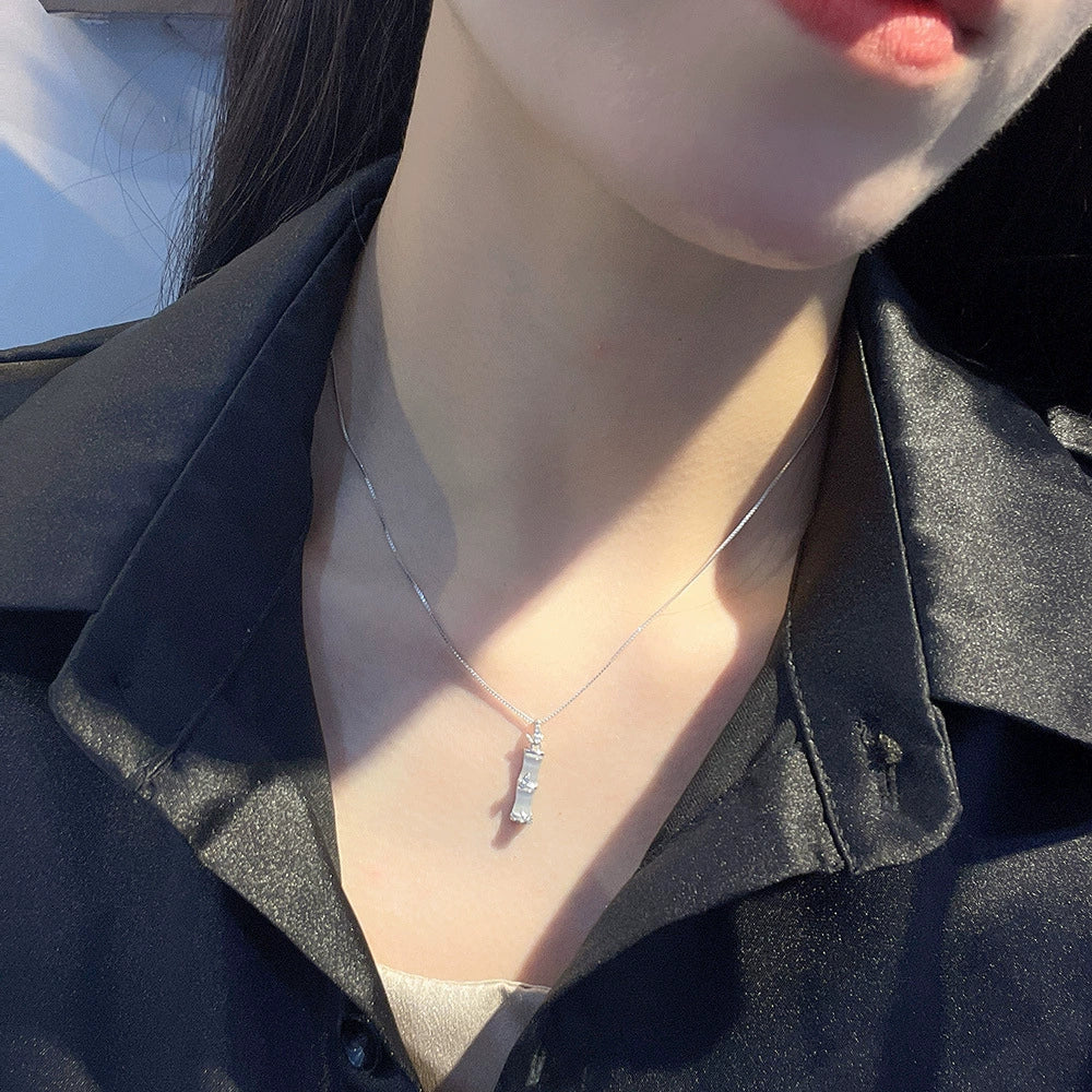 Wholesale S925 Sterling Silver Geometric Bamboo Women's Necklace - Image 3