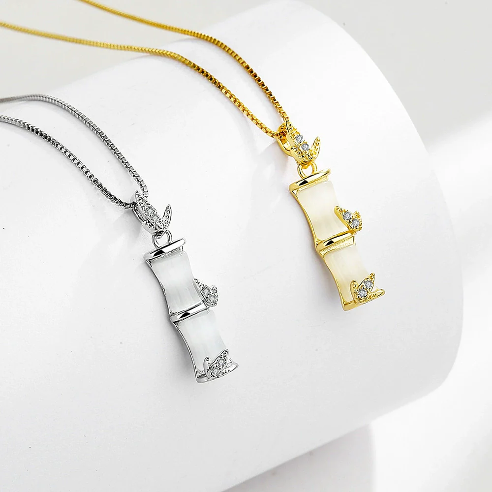 Wholesale S925 Sterling Silver Geometric Bamboo Women's Necklace - Image 4