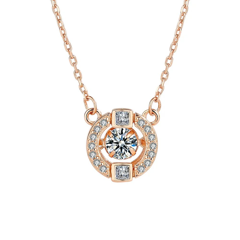 Wholesale S925 Sterling Silver Geometric Beating Heart Pendant Necklace With Diamond Design And Cross Chain For Female - Image 5
