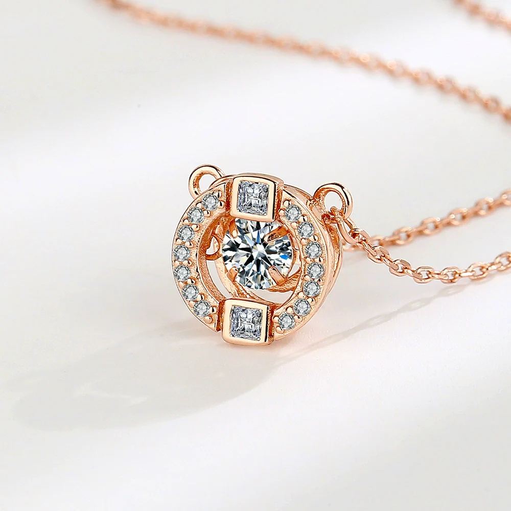 Wholesale S925 Sterling Silver Geometric Beating Heart Pendant Necklace With Diamond Design And Cross Chain For Female - Image 6