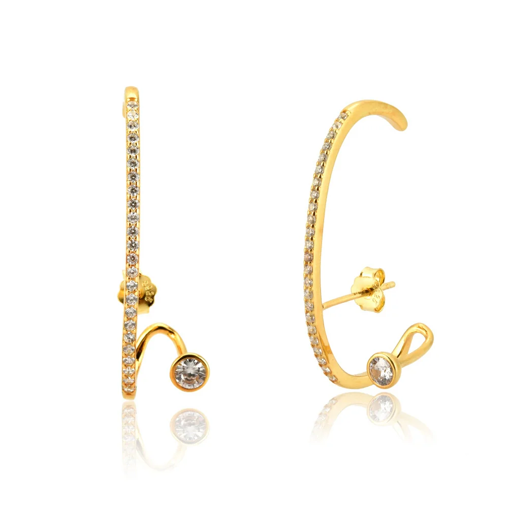 Wholesale S925 Sterling Silver Geometric Earrings With Electroplating Platinum And 18K Gold Internet Celebrity Style