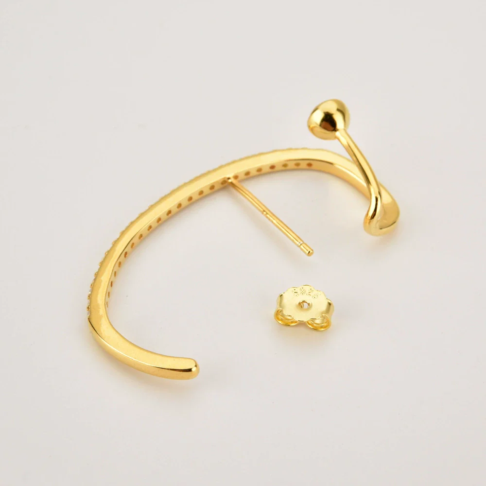 Wholesale S925 Sterling Silver Geometric Earrings With Electroplating Platinum And 18K Gold Internet Celebrity Style - Image 2