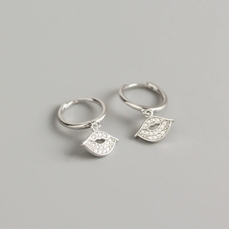 Wholesale S925 Sterling Silver Geometric Electroplated Lips Diamond Earrings For Women - Image 6