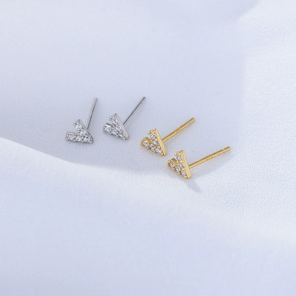 Wholesale S925 Sterling Silver Geometric English Letter Earrings For Women Set With Precious Stones - Image 2
