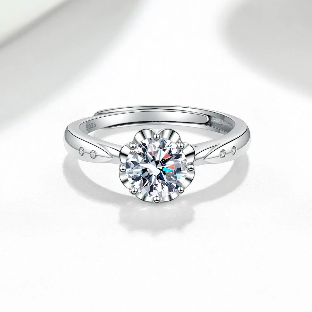 Wholesale S925 Sterling Silver Geometric Flower Leaf Open Ring For Women With Electroplating - Image 4