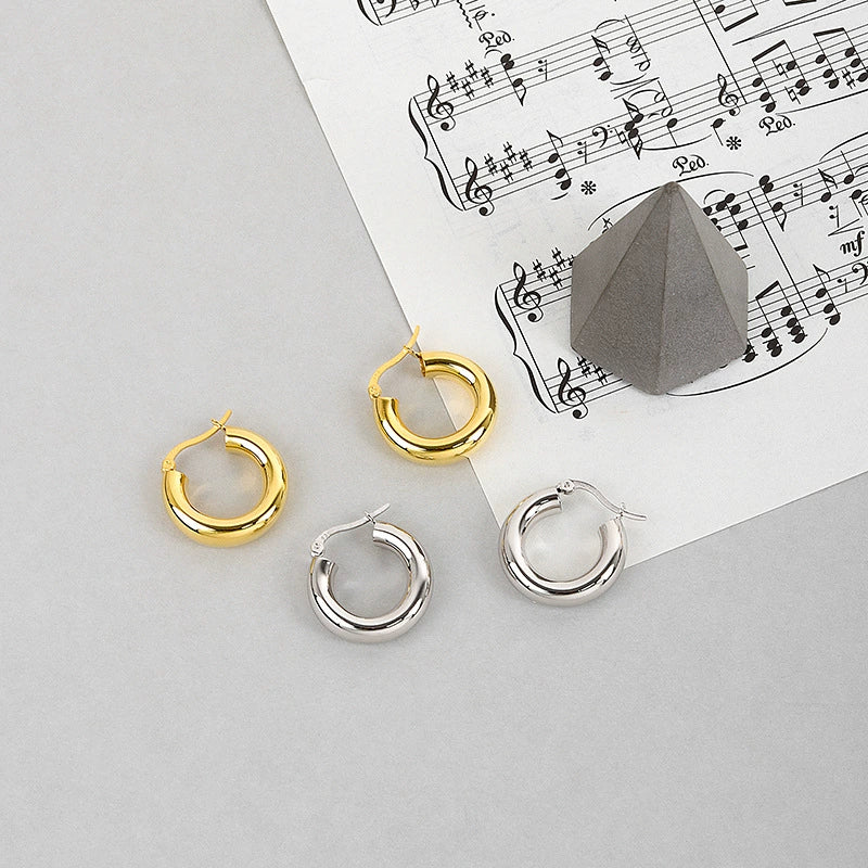 Wholesale S925 Sterling Silver Geometric Minimalist Electroplated Women's Earrings - Image 2