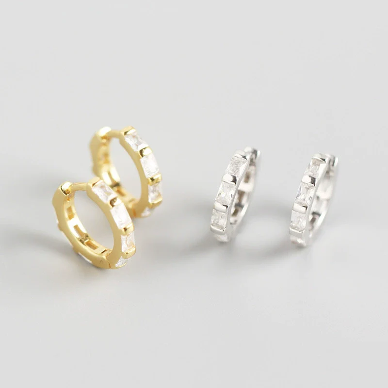 Wholesale S925 Sterling Silver Geometric Octagonal Rectangular Electroplated Earrings