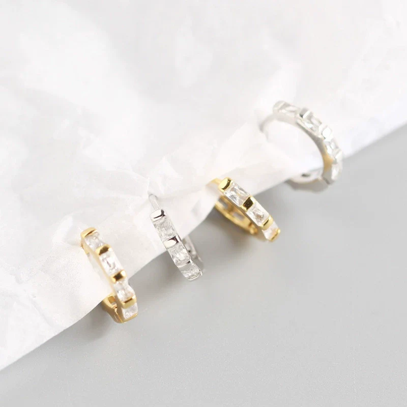 Wholesale S925 Sterling Silver Geometric Octagonal Rectangular Electroplated Earrings - Image 3