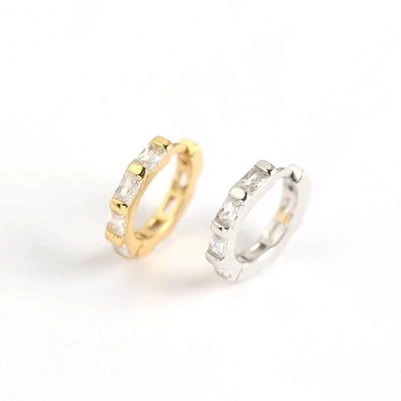 Wholesale S925 Sterling Silver Geometric Octagonal Rectangular Electroplated Earrings - Image 5