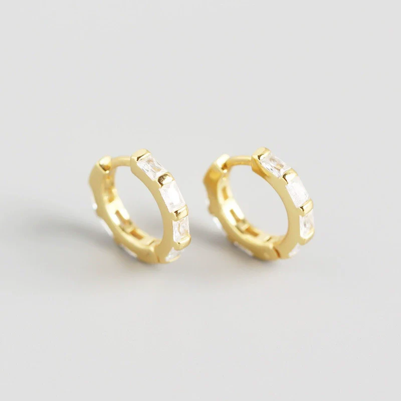 Wholesale S925 Sterling Silver Geometric Octagonal Rectangular Electroplated Earrings - Image 7