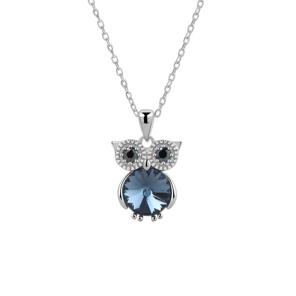 Wholesale S925 Sterling Silver Geometric Owl Pendant Necklace For Women - Image 5