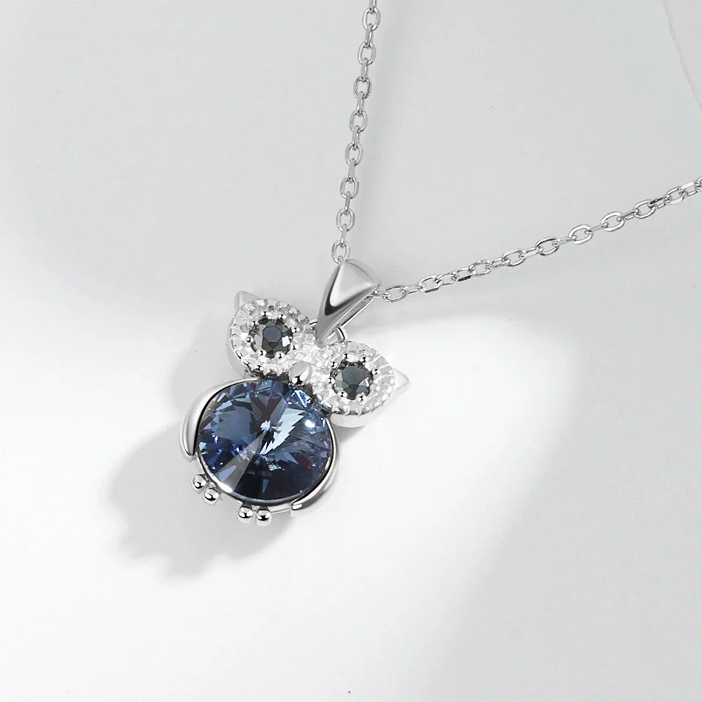 Wholesale S925 Sterling Silver Geometric Owl Pendant Necklace For Women - Image 6