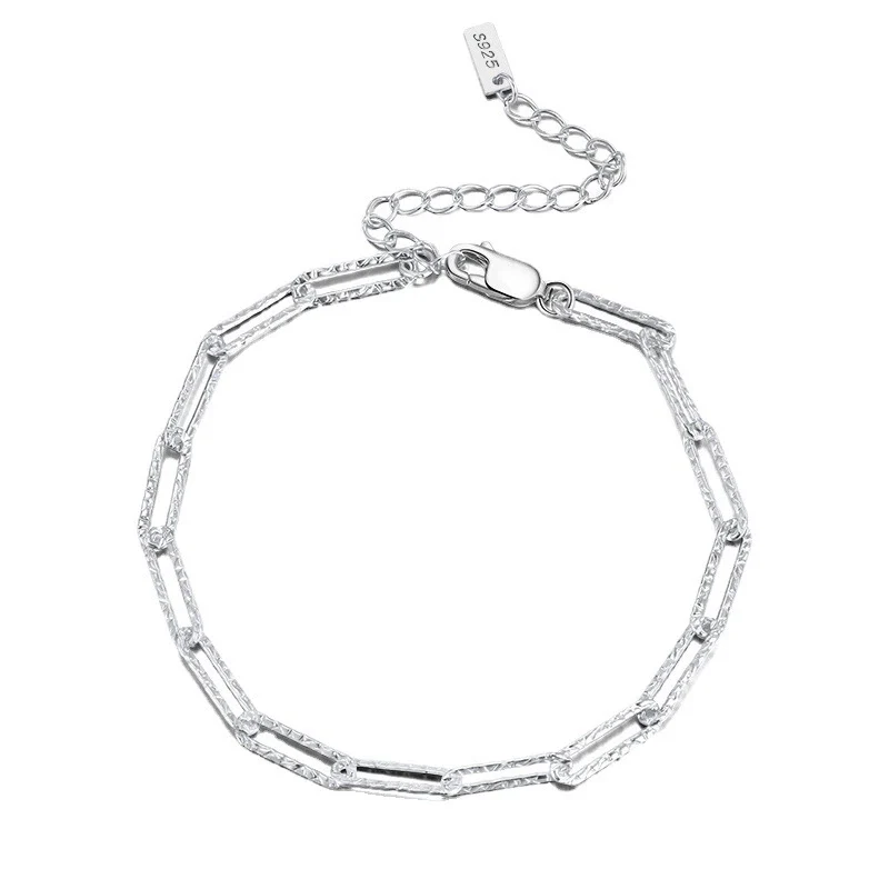 Wholesale S925 Sterling Silver Geometric Paperclip Bracelet For Women With Electroplating - Image 3