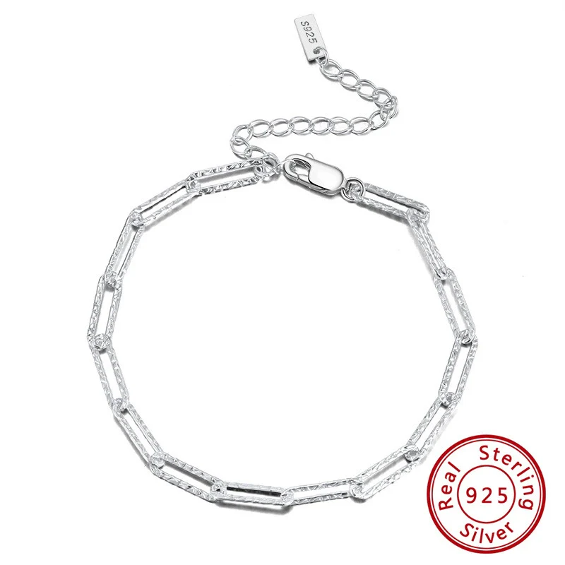 Wholesale S925 Sterling Silver Geometric Paperclip Bracelet For Women With Electroplating - Image 4