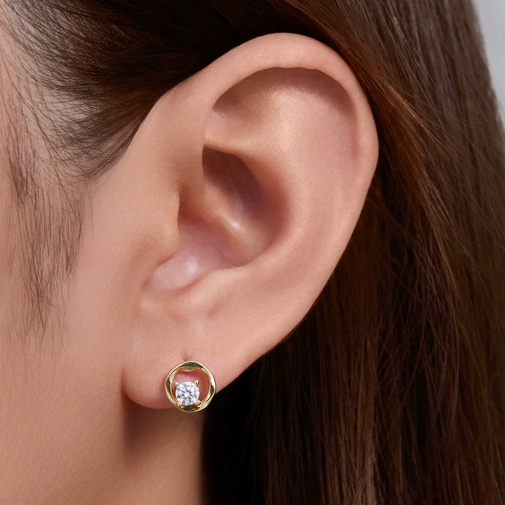 Wholesale S925 Sterling Silver Geometric Round Cut Out Zircon Women's Earrings Set With Precious Stones - Image 4