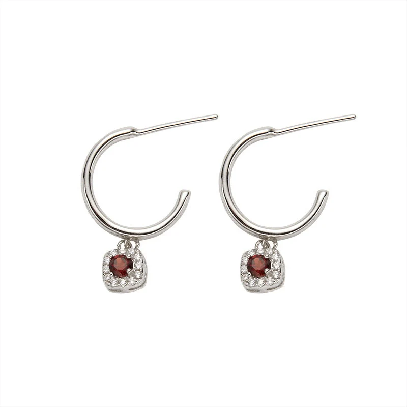 Wholesale S925 Sterling Silver Geometric Star Shape Natural Color Gem Set Earrings Light Luxury Nonfading Jewelry - Image 5