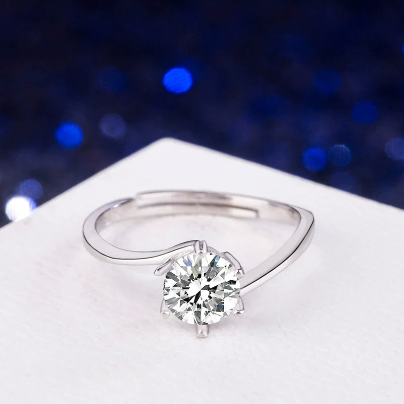 Wholesale S925 Sterling Silver Geometric Women's Ring With Electroplating And Six Claw Setting - Image 4