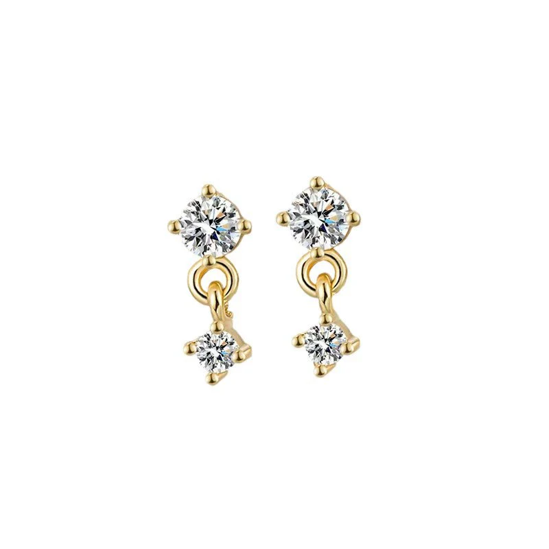 Wholesale S925 Sterling Silver Gold Plated Inlaid Zircon Female Earrings - Image 5