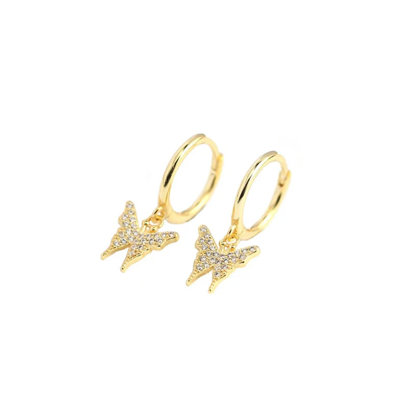Wholesale S925 Sterling Silver Insect Butterfly Earbuckle Earrings With Electroplating Sweet Style For Female - Image 5