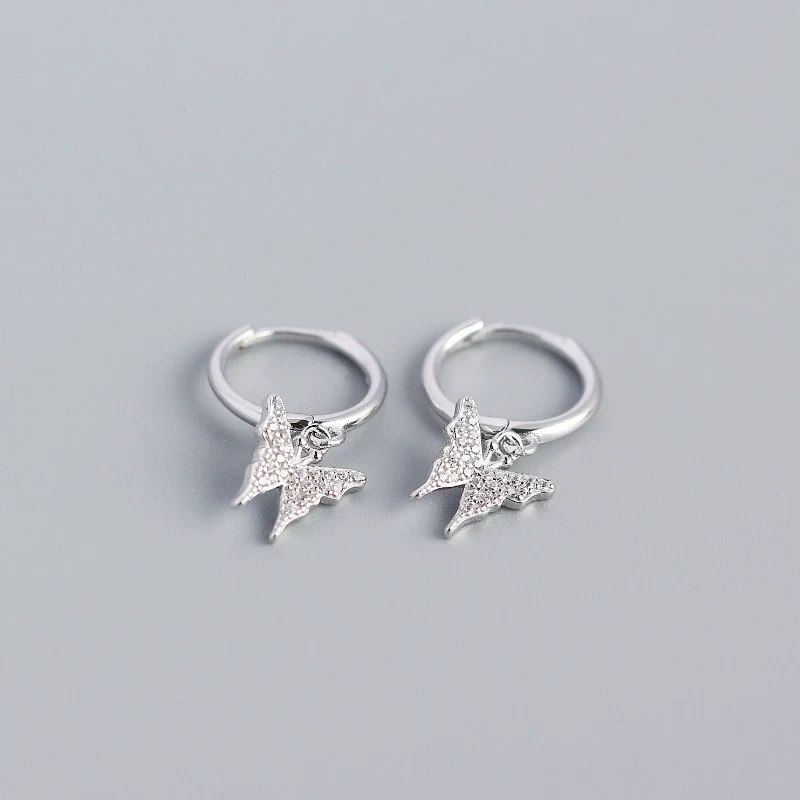 Wholesale S925 Sterling Silver Insect Butterfly Earbuckle Earrings With Electroplating Sweet Style For Female - Image 6